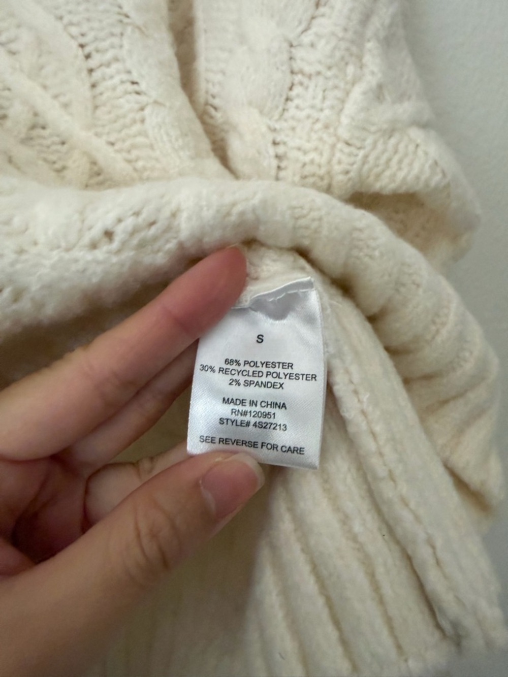 Pink Rose NWT Cable Knit Soft Pullover Sweater Size Small S White Cozy Neutral - Picture 7 of 10